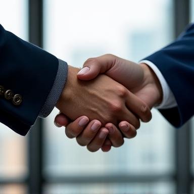 Professional handshake in a corporate setting